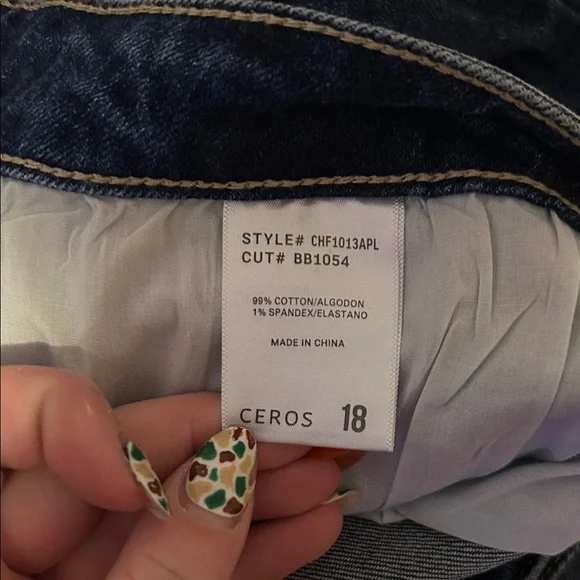 Ceros Women's Dark Blue Flare Jeans with small rips - Picture 2 of 5